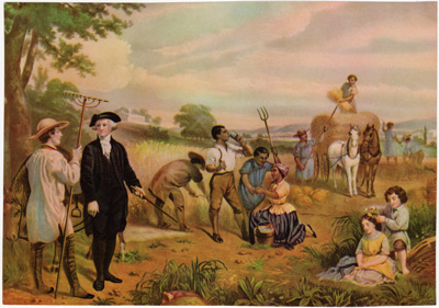 [George Washington on plantation with slaves]